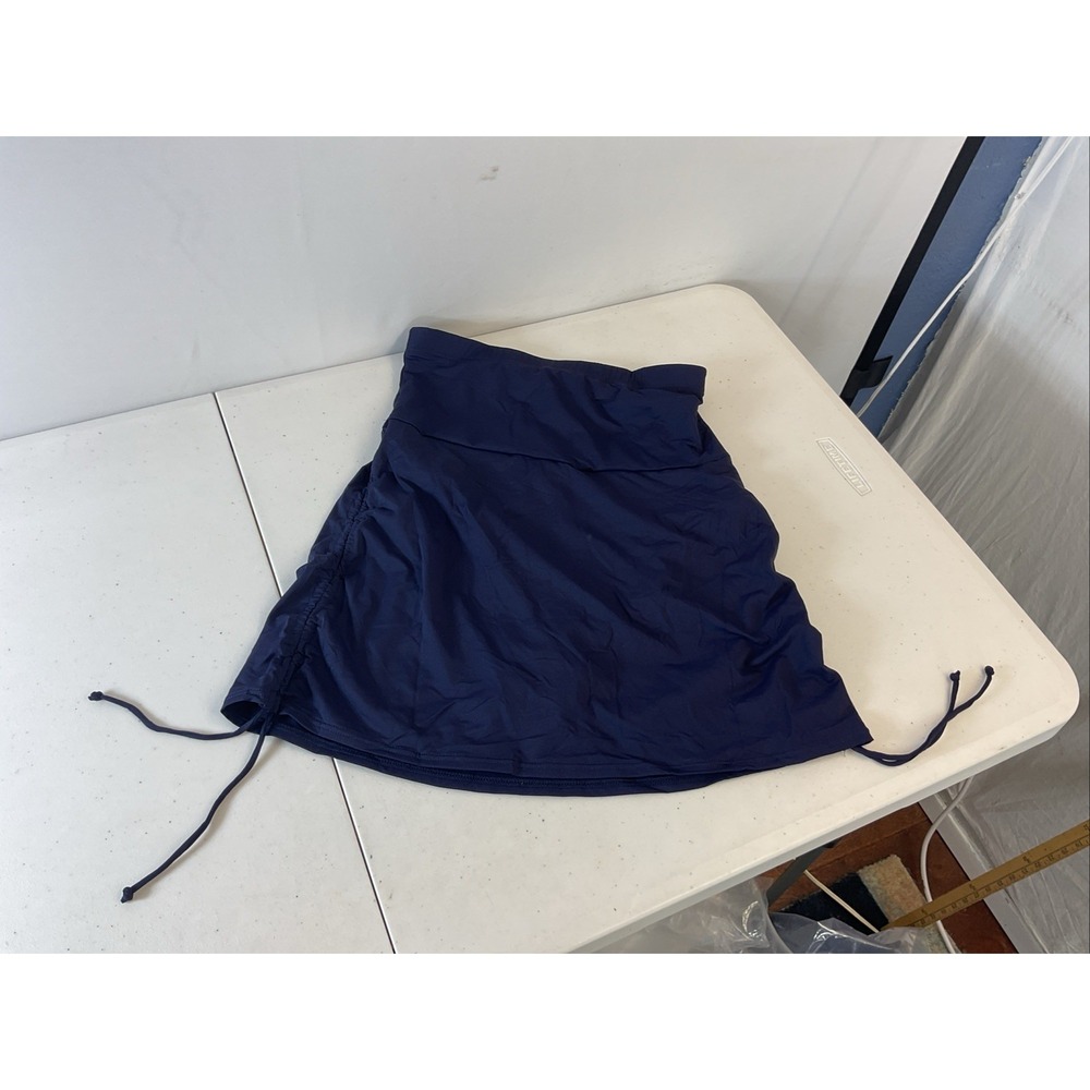 New Anne Cole Signature High Waist Swim Skirt Navy Sz‎ M Side Tie Skort